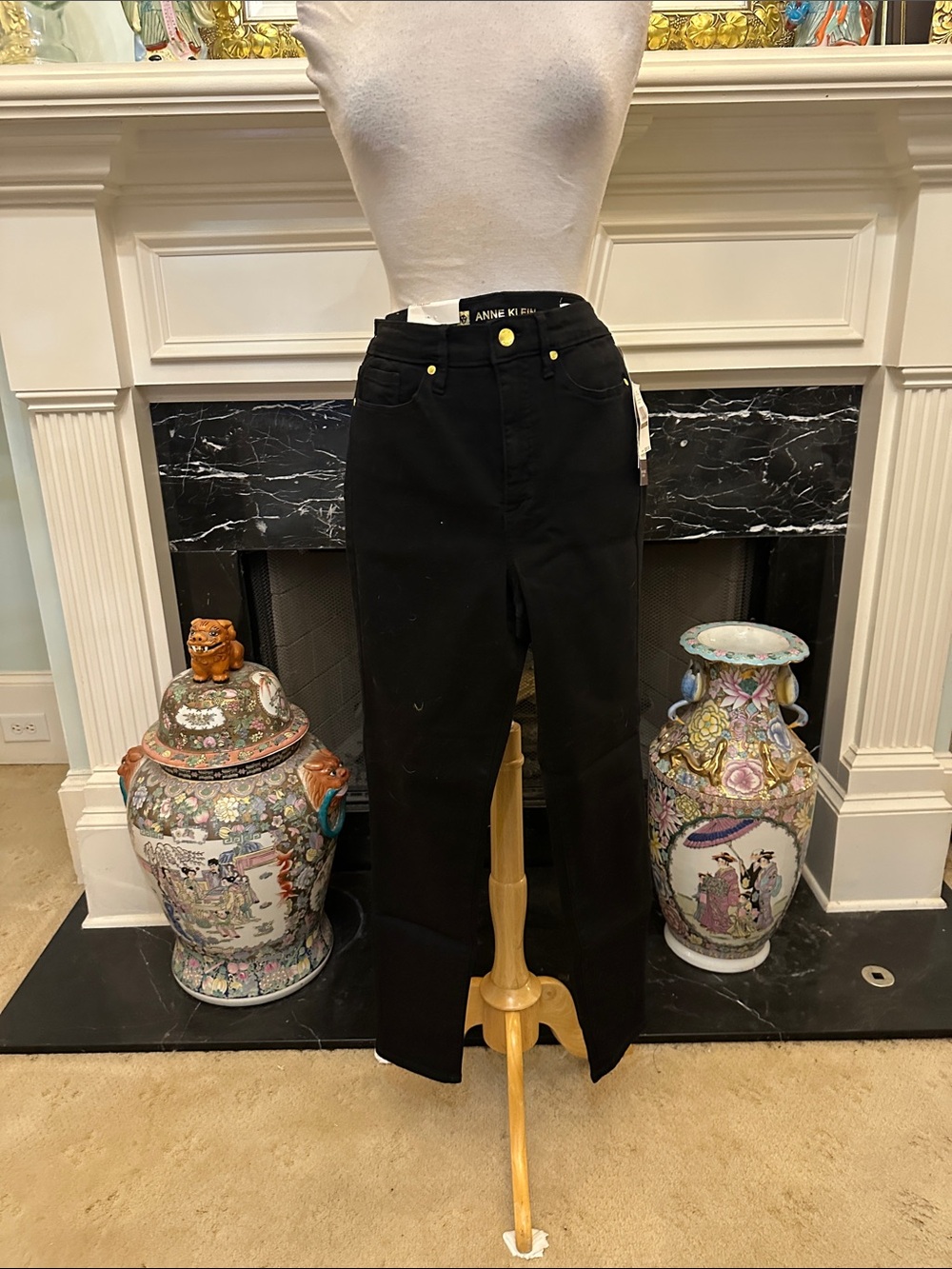 Anne Klein Black High Rise Skinny Jeans